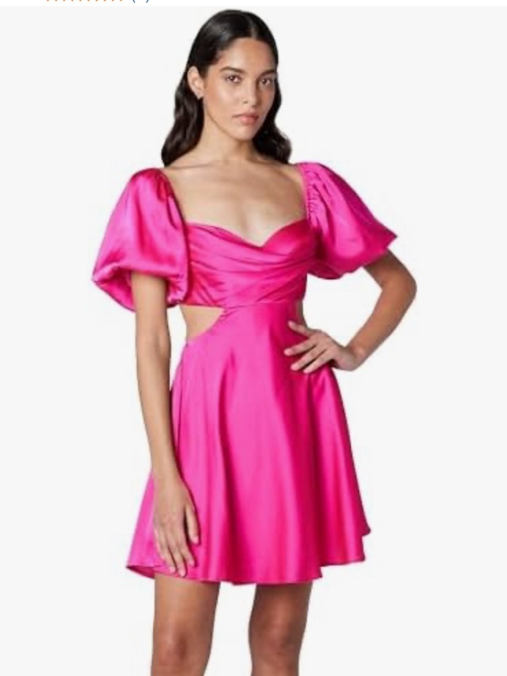 ASTR the Label Clarita mini dress puff sleeve cut out cocktail wedding guest M